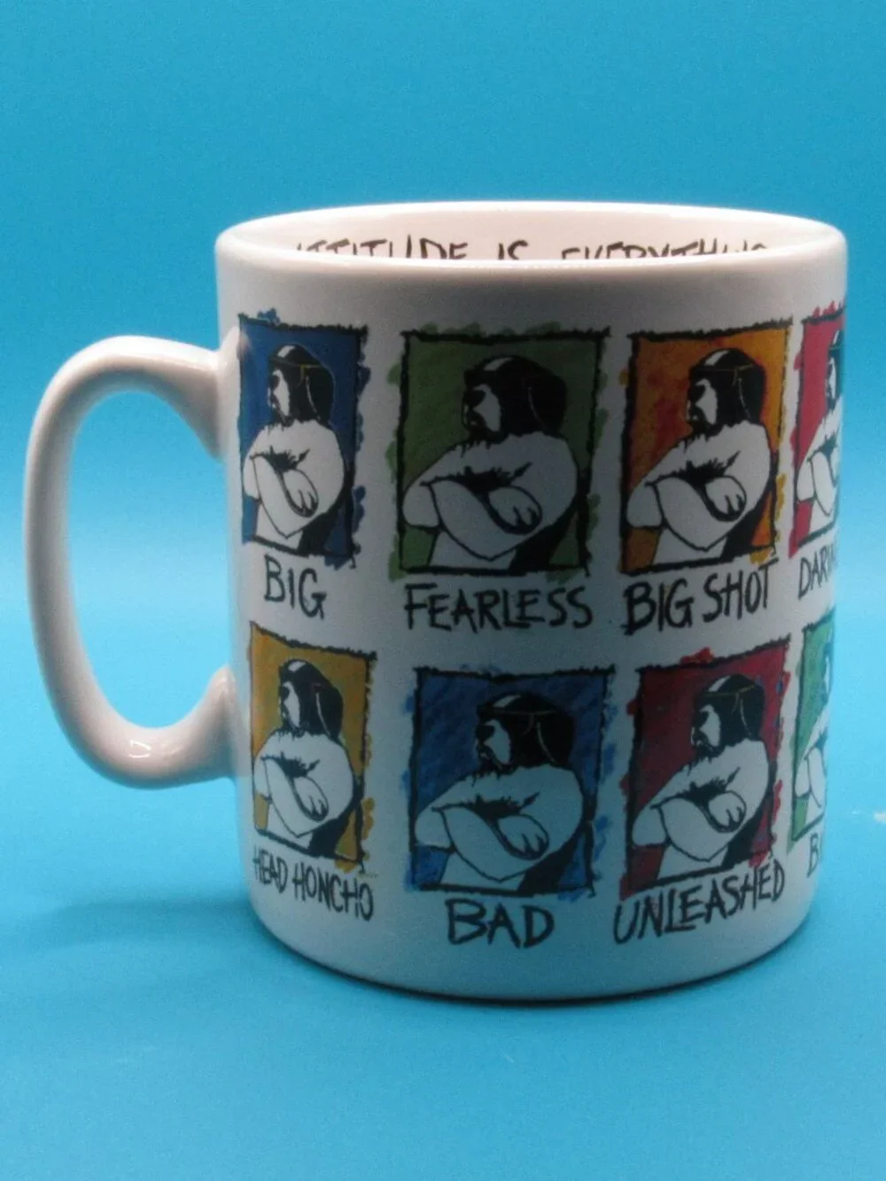 Vintage 1997 Big Dog HUGE 32 oz Coffee Mug Attitude is Everything Excellent Cond